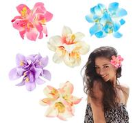 5 fermagli per capelli bohémien con orchidea a tre teste per vacanze al mare, feste di nozze, accessori per capelli da sposa, forcine per capelli hawaiane da spiaggia, per donne e ragazze