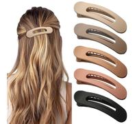 5 fermagli per capelli piatti, medi, per donne e ragazze, resistenti, antiscivolo, opachi, per capelli spessi e sottili (marrone e rosa)