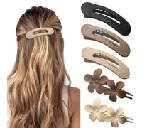 5 fermagli per capelli piatti, per donne e ragazze, 2 stili di tenuta forte, antiscivolo, opachi, per capelli spessi e sottili (marrone e bianco)