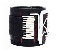 5 file, magnetico, cinturino da polso magnetico, in nylon, nero, con chiusura in velcro, per utensili magnetici (nero)