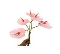 5 fiori artificiali di anthurium da 61 cm, permanenti per decorazioni domestiche e bouquet di foglie verdi per casa, matrimoni, artigianato, decorazioni per piccoli bouquet di fiori (rosa chiaro)