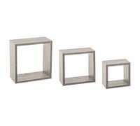 5 five simply smart 5five - Set di 3 mensole a cubo Fixy da parete, effetto rovere grigio, 3 misure, fissaggi invisibili - Per soggiorno, camera da letto, ufficio