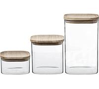 5 five simply smart 5five - 3 barattoli di vetro impilabili con coperchio in legno