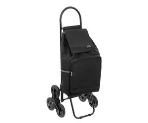 5 five simply smart 5five - Carrello della spesa portatile a 6 ruote, in metallo nero, 40 litri - Leggero - Tasche con cerniera - Scomparto termico - Borsa rimovibile - Comodo spazio di archiviazione