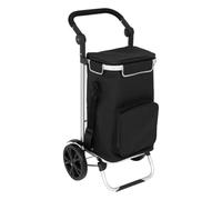 5 five simply smart 5Five - Carrito de la compra de 40 L con bolsa térmica extraíble - 2 ruedas resistentes, asas ajustables, múltiples bolsillos - Negro