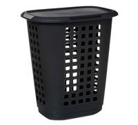 5 five simply smart 5five - Cesto para Ropa sucia Hugger de 63 l, Color Gris - Orificios de ventilación - Tapa - Asas ergonómicas para facilitar su transporte - Cesto de plástico para almacenamiento