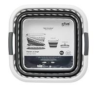 5 five simply smart 5five - Cesto portabiancheria Pieghevole da 40 Litri - 2 comode Maniglie - Cesto portabiancheria Retrattile - Grande capacità - Grigio e Bianco