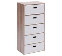 5 five simply smart 5Five - Cómoda beige DRESS UP - 5 cajones - 50 x 30 x 100 cm - Mueble de almacenaje funcional, organizador de dormitorio, mueble elegante y práctico
