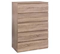 5 five simply smart 5five - Cómoda Dolo de 5 cajones, efecto madera natural - Cierre suave - 78 x 48 x 118,4 cm - Vestidor, dormitorio, salón