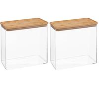 5 five simply smart 5five - contenitore rettangolare eske con coperchio in bambù 3l (Confezione da 2)