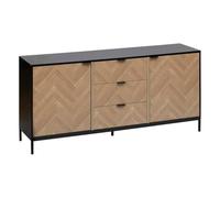 5 five simply smart 5five - Credenza Chevron in Rovere Effetto Nero, 2 Ante e 3 cassetti, 160 x 75 cm - Mobile Contenitore per Soggiorno e Sala da Pranzo