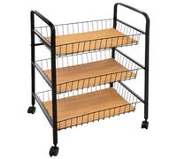 5 five simply smart 5five - credenza Nera a 3 Piani su rotelle Nera