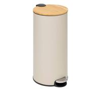 5 five simply smart 5five - Pattumiera a pedale moderna - Beige - 30L - Coperchio in bambù, secchio rimovibile - Per casa e lavanderia