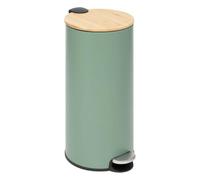 5 five simply smart 5five - Pattumiera a pedale moderna - Verde - 30 L - Coperchio in bambù, secchio rimovibile, chiusura ammortizzata - Per casa e ufficio