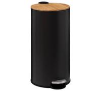 5 five simply smart 5Five - Pattumiera da cucina da 30 litri - Nera - Colore moderno - Coperchio in bambù - Secchio e maniglia posteriore rimovibili