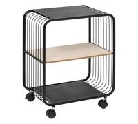5 five simply smart 5five - Scaffale a 2 Ripiani in Metallo e Legno Nero - 4 Ruote con Sistema di bloccaggio - Freno di Sicurezza - Facile da spostare - Soggiorno