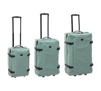 5 five simply smart 5Five - Set di 3 valigie morbide con ruote per stiva verde, set di bagagli da viaggio ruote a 360°, serratura TSA,