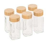 5 five simply smart 5Five - Set di barattoli per spezie in vetro trasparente e bambù - Organizer per spezie