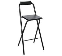 5 five simply smart 5five - Sgabello da bar pieghevole nero - Schienale per comfort e stabilità - Poggiapiedi - Resistente - Salvaspazio - Sala da pranzo, Cucina