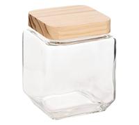 5 five simply smart 5five - vaso quadrato in vetro con coperchio in pino pin 1,25l