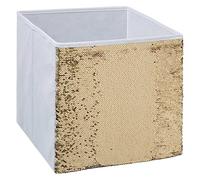 5 five simply smart FIVE-151579B 151579B Scatola portaoggetti in Tessuto Non Tessuto e plastica PP, Oro, Polipropilene, Bianco/Dorato, L. 31 x P. 31 x H. 31 cm