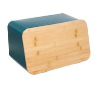 5 five simply smart Five-Scatola per Il Pane con Tagliere Integrato in bambù e Metallo, Colore: Blu Petrolio, Legno, cm