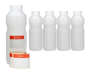 5 Flaconi da 500 ml, Bottiglie Dosatrici con Coperchio a Cerniera e Apertura in Silicone, per Ketchup o Salse, con Etichette Personalizzabili