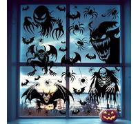5 fogli 37 pezzi adesivi giganti per finestre di Halloween con mostri spaventosi, per decorazioni di Halloween