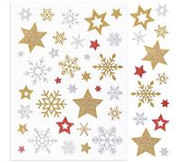 5 Fogli Adesivi Natalizi Glitterati, Autoadesivi Stelle e Fiocchi di Neve Sigillo Busta Adesivi Decorativi Multicolori per Biglietti Artigianali Regali Decorazioni Natalizie