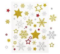 5 Fogli Adesivi Natalizi Stelle Glitterati Adesivi Stelline Oro Argento Stickers Natale per Pacchetti Pacchi Regalo Biglietti Decorazioni