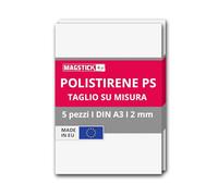 5 fogli di polistirene bianco - HIPS DIN A3 fogli di plastica rigida PS I 29,7 x 42 cm I 2 mm di spessore I per modellismo architettura fai da te I mag266