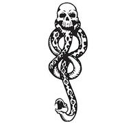 5 fogli di tatuaggi temporanei magici Mangiamorte Dark Mark Mamba Snake per feste in costume Haloween Wizard Harry Prop nero