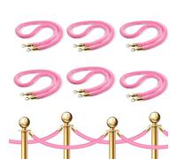 5-Foot Crowd Control Barriers with Gold Plated Hook,1 2 3 4 5 6 Pack Pink Velvet Stanchion Rope, for Carpet Events Movie Theaters Grand Openings Hotels Party(6pcs)