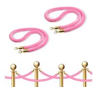 5-Foot Crowd Control Barriers with Gold Plated Hook,1 2 3 4 5 6 Pack Pink Velvet Stanchion Rope, for Carpet Events Movie Theaters Grand Openings Hotels Party(2pcs)