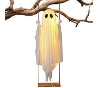 5 FT Swinging Ghost, Remote Control Halloween Decoration With Lights | Ghost On Swing Outdoor Decor For Haunted House Eave Window Frame Porch Courtyard Fence