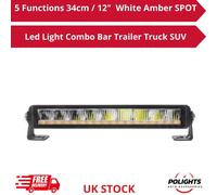 5 Funzioni 34cm / 12" Bianco Ambra SPOT Luce Led Combo Bar Rimorchio Camion SUV