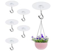 5 ganci adesivi da soffitto resistenti, ganci autoadesivi da soffitto, ganci adesivi resistenti senza trapano per appendere decorazioni esterne, fioriere, campanelli a vento, luci