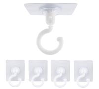 5 Ganci Autoadesivi Gancio Girevole a 360° Gancio da Soffitto Adesivo, Ganci Adesivi per Soffitto Extra Forti, Impermeabili Ganci per Asciugamani Senza Foratura Cucina Bagno Camera da Letto Ufficio
