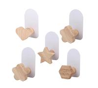 5 ganci autoadesivi per abiti - Simpatici ganci in legno a forma di rana, ganci autoadesivi senza chiodi | Ganci decorativi da parete per asciugamani, vestiti, cappelli, borsette