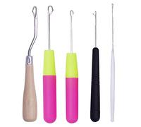 5 ganci per uncinetto, 5 pezzi in 5 diverse dimensioni, 1 gancio in legno piegato e 4 ganci in plastica, set da 5