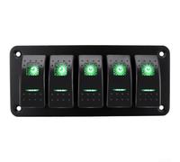 5 Gang Rocker per pannello interruttori USB LED verde impermeabile 5 bande | USB per touch cutoff, indicatori LED verdi, 5 controlli indipendenti, impermeabile IP65, grado marino
