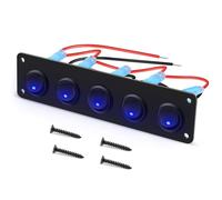 5 Gang Round Dash Rocker Toggle Panel Impermeabile 12-24V LED per la Nave 2568