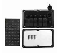 5 Gang Toggle Switch Panel 12-24V | IP66 - Proof Aluminum Panel with Red LED Indicator | On Off Rocker Switch for Car/Truck/RV/Boat