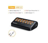 (5 Gbps-02-0,5 m) IDSONIX USB HUB 7 porte multiple USB 3.2 HUB presa docking station tipo C 10 Gbps