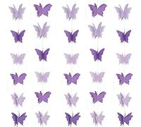 5 ghirlande di farfalle 3D viola lavanda farfalla ghirlanda di carta da appendere striscione decorazione per la casa, proposta di festa, ogni confezione 280 cm di lunghezza (viola)