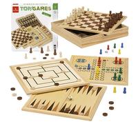 5 Giochi Scacchi Dama Tria Backgammon Ludo in Legno