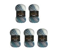 5 gomitoli di lana Batik da 100 g, 500 g, con gradiente, multicolore (5950, blu, turchese, grigio)