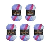 5 gomitoli di lana Batik Fine da 100 g, 500 g, con gradiente, multicolore (2000 bacca viola)