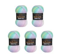 5 gomitoli di lana Batik Fine da 100 g, 500 g, con gradiente, multicolore (2010, verde, rosa, bianco, pastello)