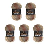 5 gomitoli di lana Batik Fine da 100 g, 500 g, con gradiente, multicolore (5020 marrone beige)